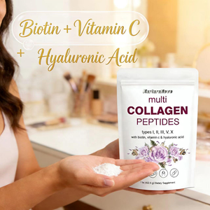 <span class=keywords><strong>Poudre</strong></span> de peptides de collagène multi-types I II III V X avec biotine, vitamine C, acide hyaluronique, complément alimentaire de 1 lb - Product Image 6