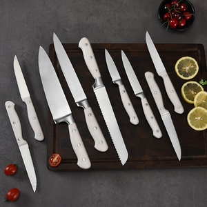 Nhà bếp Hộp Quà Tặng đặt Dao carbon cao thép không gỉ 5cr15mov Trắng ABS xử lý đầy đủ tang đầu bếp dao đặt - Product Image 5
