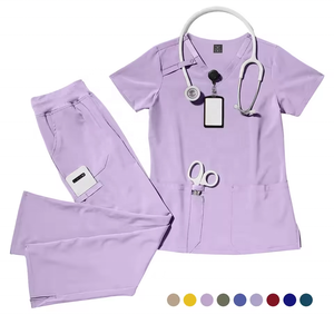Nuevo Estilo, Uniforme Médico Unisex con Cuello en V y Cordón Ajustable, Conjunto de Uniformes para Enfermeras de Hospital, Uniformes para Salón de Belleza y Peluquería - Product Image 1