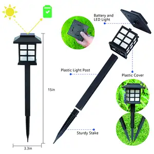 Luzes LED solares impermeáveis para gramado ao ar livre para iluminação de jardim, paisagem, caminho, quintal, pátio e calçada