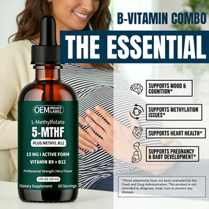 Gouttes de L-Méthylfolate OEM/ODM 15mg Plus Suppléments de <span class=keywords><strong>B12</strong></span> Méthylfolate Gouttes de L-Méthylfolate pour la Santé Immunitaire et Cérébrale - Product Image 3