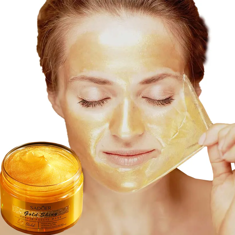 SADOER all'ingrosso naturale Anti invecchiamento sbiancamento organico 24k maschera in oro collagene Peeling off argilla cura della pelle oro maschera facciale
