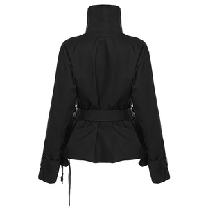 Veste d'automne style urbain audacieux à col montant – Minimaliste, polyvalente, couleur unie, manches longues, coupe-vent, respirante, mélange de spandex - Product Image 6