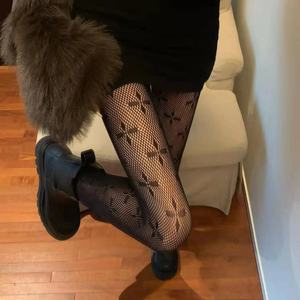 Black Four Leaf Clover Pattern Fishnet Tights Sheer Ultra Thin 0D Women's Pantyhose For Autumn Winter - Product Image 3