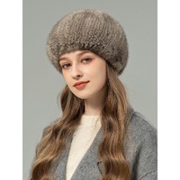 Béret en fourrure de vison véritable pour femme, élégant, jeune et polyvalent, bonnet chaud en fourrure authentique pour l'hiver