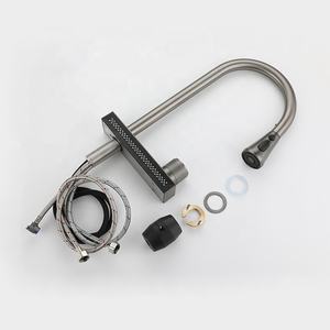 Grifos de fregadero de cascada populares Metal gris SUS304 <span class=keywords><strong>grifo</strong></span> de fregadero de cocina extraíble de lluvia de doble orificio - Product Image 1