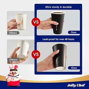Vasos de Papel Negros de 8oz y 12oz, Vasos Desechables de Pared Simple para Bebidas Calientes, Paquete de 1000, Papel de Grado Alimenticio - Product Image 5