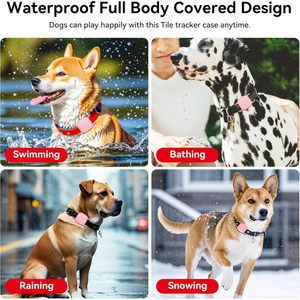 Soporte impermeable para collar de perro para Life360 Tile Mate Tracker, paquete de 2, cubierta de silicona duradera, antipérdida, color rosa - Product Image 3