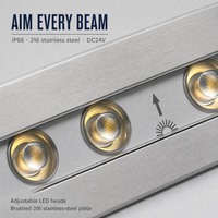 Recessed Linear Light 316 Stainless Steel Pool Lamp Underwater Pool Lights RGB Color-Changing IP68 DC24V 6W 12W 18W