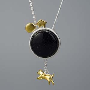 Lotus Fun bleu grès pierres précieuses bijoux en argent Sterling or chien évasion de la <span class=keywords><strong>terre</strong></span> ensemble de bijoux bijoux fins pour les femmes - Product Image 2