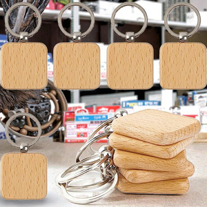 Factory Direct Custom Beech Wood Keychains Creative Small Gift Craft Supplies for DIY Laser Engraving and Printing