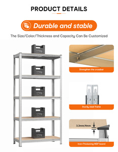 Étagères métalliques polyvalentes sans boulons ni rivets, installation facile, robustes, solides, haute capacité de charge, longue durée de vie, pour tous les espaces de rangement - Product Image 6