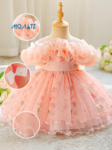 Robe Tutu Fleurie Meiqiai 2025 Nouvelle Collection pour Bébé Fille, Robe de Bal Rose à Col Rond Style Formel pour Anniversaire et Mariage - Product Image 4