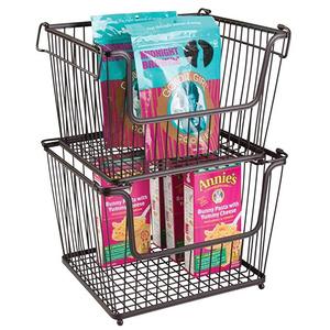 Giỏ Đựng Đồ Xếp Chồng Bằng Kim Loại, 2 Giỏ Mở Phía Trước, Giỏ Đựng Dây Gia Dụng Có Thể Xếp Chồng Cho Tủ Đựng Thức Ăn Nhà Bếp - Product Image 5