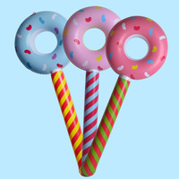 Jouets gonflables en PVC épais pour enfants de la marque Skywin, en forme de beignet et de sucette, 33 pouces, thème bonbons, accessoires de fête d'anniversaire pour piscine, pliables, faciles à ranger