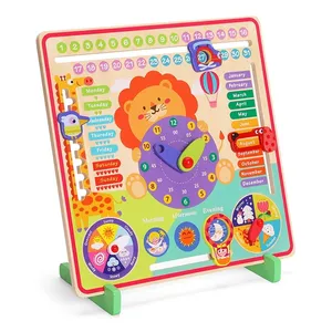 Multifunctional Digital Clock Children's Early Education Puzzle Calendar Season Time Cognitive Learning Fun Wooden Toys