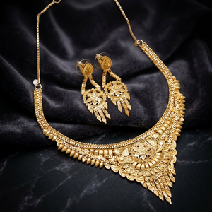 สร้อยคอทองเหลืองชุบทอง 14K 18K 24K แบบขายส่ง ชุดสร้อยคอแฟชั่น เครื่องประดับลายดอกไม้แบบดั้งเดิม โอโร จอยเอเรีย - Product Image 2