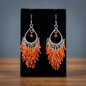 Boucles d'oreilles chandelier en argent sterling 925 et cornaline pour femme, bijoux ethniques de style victorien - Product Image 4
