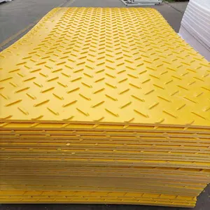 Machines lourdes d'extérieur plaques de route en plastique dalles de pavage en plastique uhmwpe dalles en plastique 4x8ft tapis de protection du sol jaune