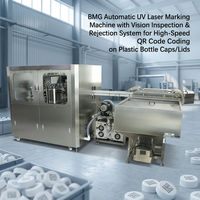 Machine de marquage laser UV automatique Bmg avec système d'inspection et de rejet par vision pour bouchons/couvercles de bouteilles en plastique - Codage rapide de codes QR