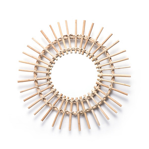 Willow Woven Round <b>Mirror</b> Framed Wall <b>Hanging</b> <b>Mirror</b> For Living Room Bedroom Entrance Hall Decorative Artistic Photography - Product Image 3