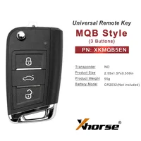Xhorse 2nd Generation XKMQB5EN English Version Vehicle Keys with 3 Buttons Wire Remote Key in MQB Style
