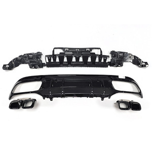 Diffuseur de pare-chocs arrière W205 avec tuyau d'échappement pour Mercedes Classe C W205 C63, noir brillant, style AMG, kit carrosserie, prix d'usine - Product Image 2