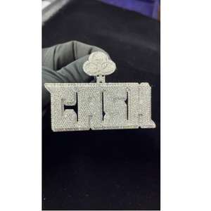 Colgante de Plata de Ley 925 de Primera Calidad con Diamantes, Brillo Espejo y Engaste Personalizado, Ideal para Regalo de Joyería Estilo Hip Hop - Product Image 1