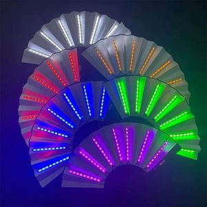 Abanico de Mano Plegable de Bambú con Luz LED, Personalizado con la Bandera del Orgullo Trans - Product Image 2