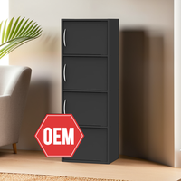 Moderno Armadio Archivio in Legno a 4 Ante con Ripiani, Colore Personalizzabile, OEM, Portadocumenti per Ufficio, Officina e Cucina, Prodotto in Malesia