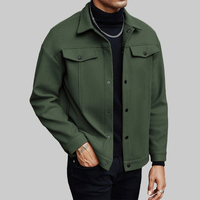 Veste décontractée pour homme en mélange de laine, col boutonné, style streetwear, coupe oversize, avec poches, pour l'automne et l'hiver