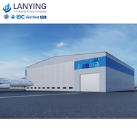 Hangar d'avion préfabriqué en structure métallique industrielle avec ossatures en acier léger galvanisé et conception CAO 3D