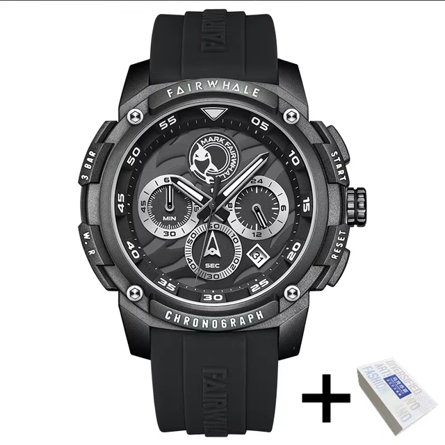 Mark Fairwhale FW-4410 Mens White Quartz Watch Luxury Sport Automatic Date Waterproof Silicone Strap Fashion Wristwatch for Men