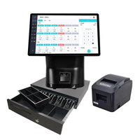 Sistemas pos de software para restaurantes de 15,6 pulgadas con impresora todo en un sistema POS de pantalla táctil cajeros automáticos con software