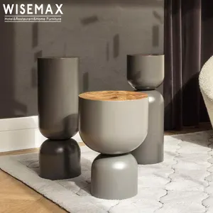 Wisemax โต๊ะกาแฟหินอ่อนสีขาวทรงกลมสำหรับบ้านเฟอร์นิเจอร์ห้องนั่งเล่นปรับแต่งสีได้