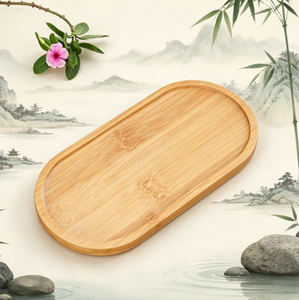 Plateau ovale en bois de bambou, soucoupe à thé, plateau à café, plateau à collations, plat à fruits pour hôtels, restaurants, maison, style bois naturel, assiette à nourriture - Product Image 3