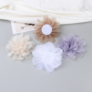 Elegant Pearl Mesh Flower Brooches For <b>Wedding</b> Hair <b>Accessories</b> Women's Clothing Shoes Bags Decorative Floral Ornament - Product Image 4