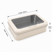 Boîte en métal rectangulaire personnalisée de qualité alimentaire pour biscuits et bonbons avec couvercle à fenêtre, vente en gros, emballage pour confiserie