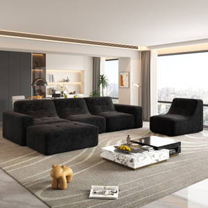 Nouvel arrivage : Ensemble de canapés modulaires en chenille scintillante, moderne, avec assise profonde amovible, pour salon, appartement, bureau - Product Image 2