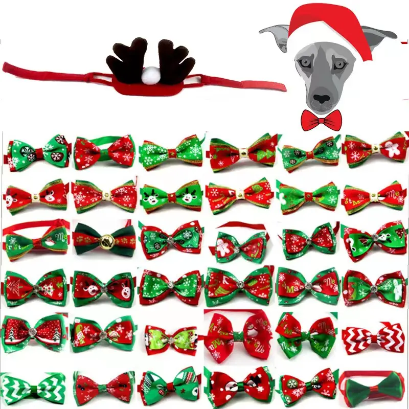 New Christmas holiday pet cat and dog collar tie adjustable necktie cat and dog grooming accessories Pet products supply