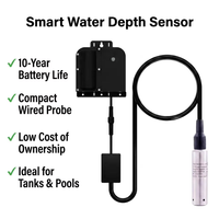 Capteur de profondeur d'eau Atech 16 pieds (5 mètres) pour extérieur, en matériau PC, précision de 0,5 %, sans fil, submersible, compatible Wi-Fi