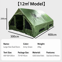 Tente de camping gonflable de luxe 2026, 12m², imperméable, portable, double couche, installation rapide, pour 8-10 personnes, tente de glamping gonflable