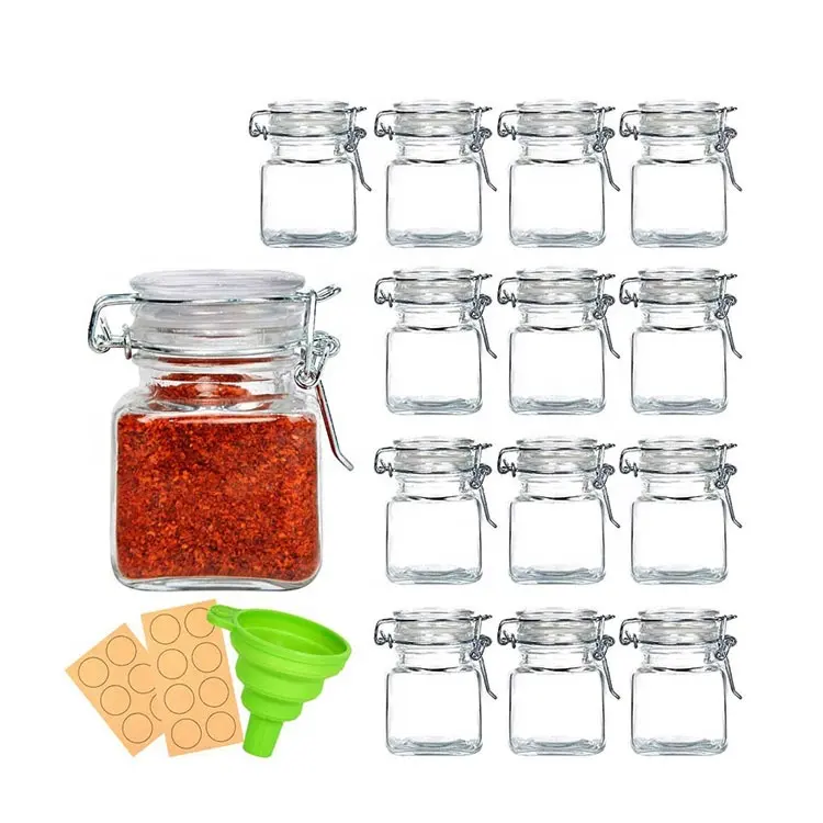 OEM 120ml 4oz Small Square Glass Mason Jars with Airtight Lid for Spices Condiments Seasoning Storage