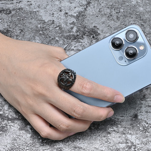 European American Style Retro Satan Goat <b>Titanium</b> Steel <b>Ring</b> Men's Animal Shape Jewelry Gift Black Steel Color - Product Image 2