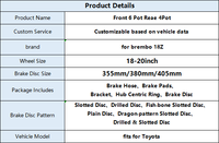 Kit de freinage surdimensionné personnalisé pour étrier de frein Brembo 18Z avant à 6 pistons avec disques de frein de 355 mm, compatible avec les roues de 18 pouces pour Toyota Prado