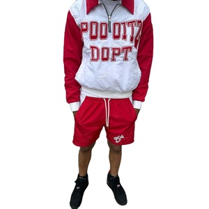 Ensemble survêtement et short décontracté pour homme, coupe-vent en nylon, avec logo imprimé personnalisé, idéal pour l'été et le style universitaire - Product Image 3