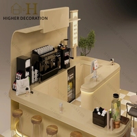 Meubles de comptoir de café boutique, nouveau design, table basse en bois et bar pour kiosque à bubble tea