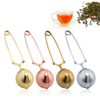 Infuseur à thé de luxe en or rose avec long manche - Boule filtrante en acier inoxydable 304 - Passoire à thé réutilisable pour feuilles de thé en vrac