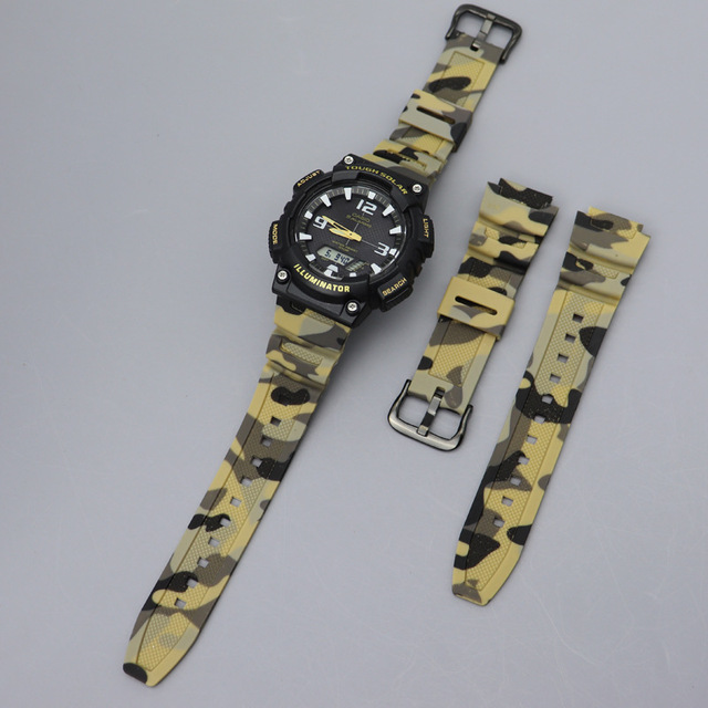 Camo 18mm Watch Strap for Casio W-S200H/800H/216H/735H F-108WH W-215 AEQ-110W AE-1200 Bracelet Man Woman Watch Band Accessories