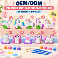 Kit de peinture au plâtre DIY OEM ODM sur le thème de la licorne, ensemble d'artisanat pour enfants avec des peintures vibrantes et des pinceaux